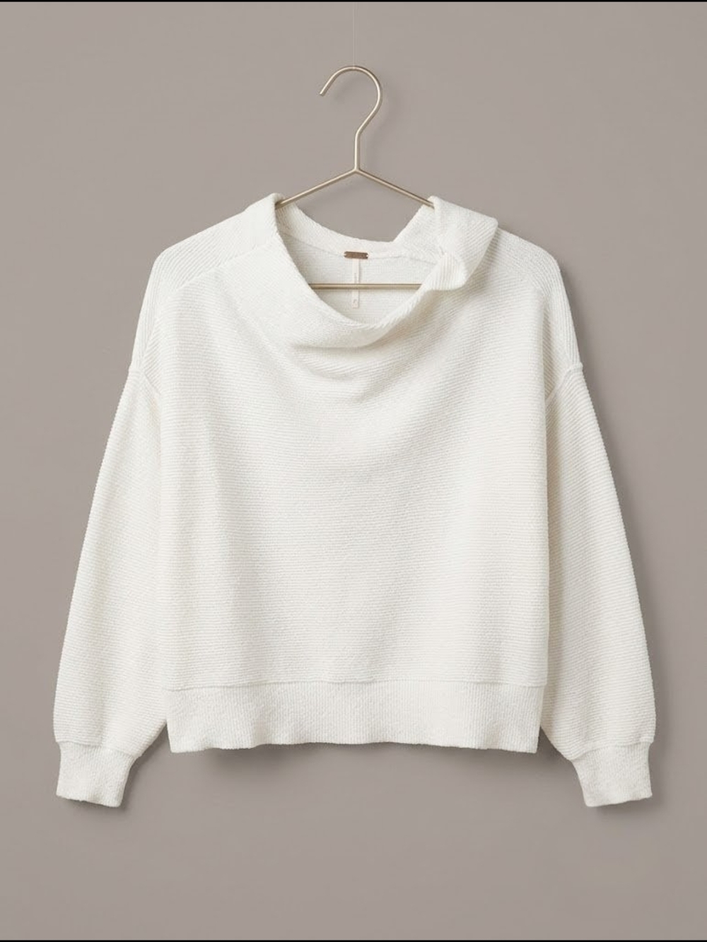 Free People Cream Cowl-Neck Sweater